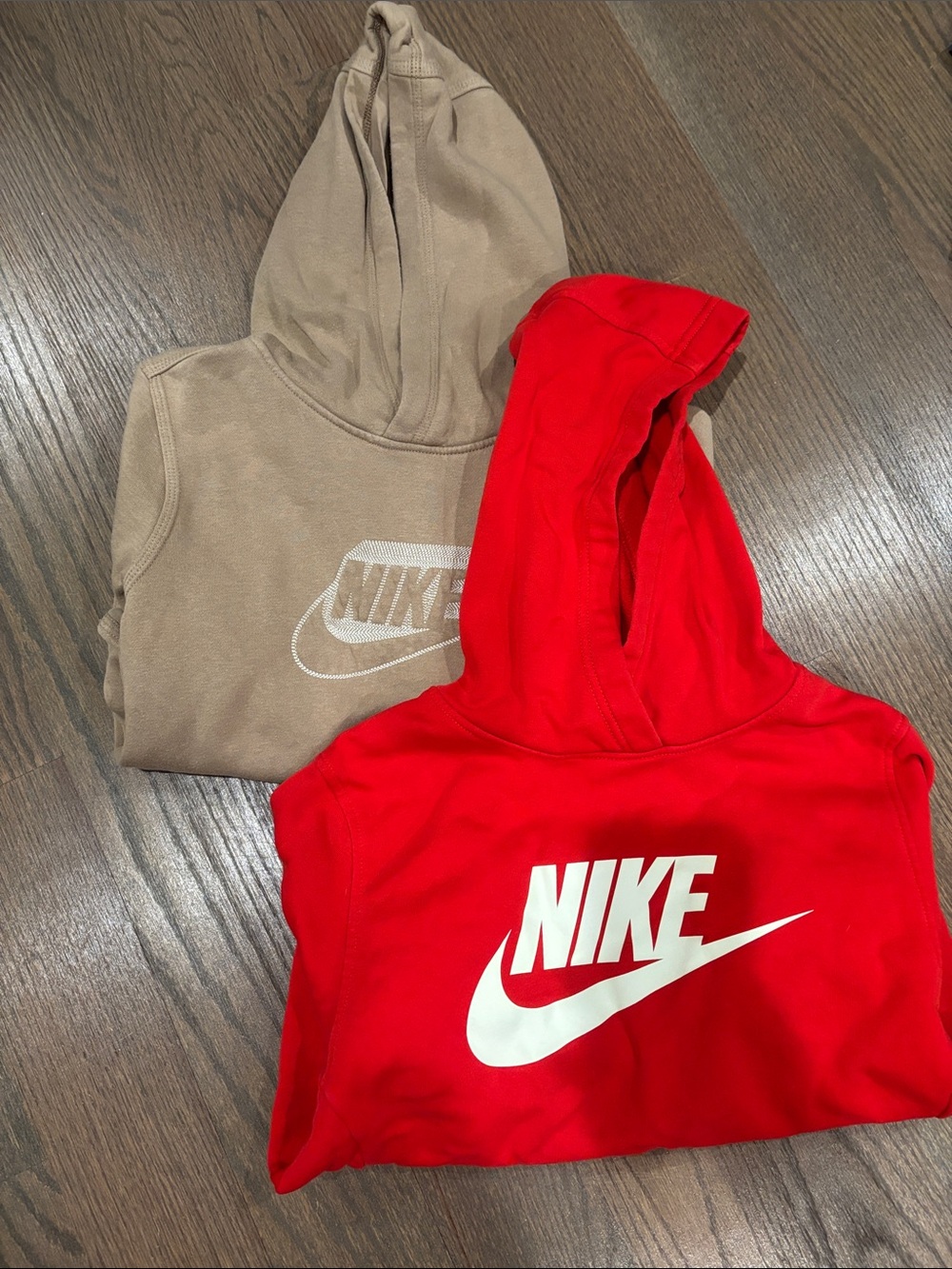 Nike Kids Red & Tan Hoodies with White Logo